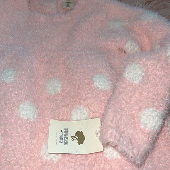 Tucker + Tate Fuzzy pink polka dot dress - Picture 2 of 2